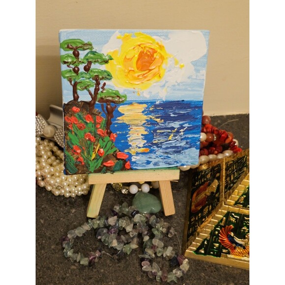 Tropical Painting Original Art Impasto Palette Knife Hawaii Beach Seascape Ocean - Picture 4 of 10